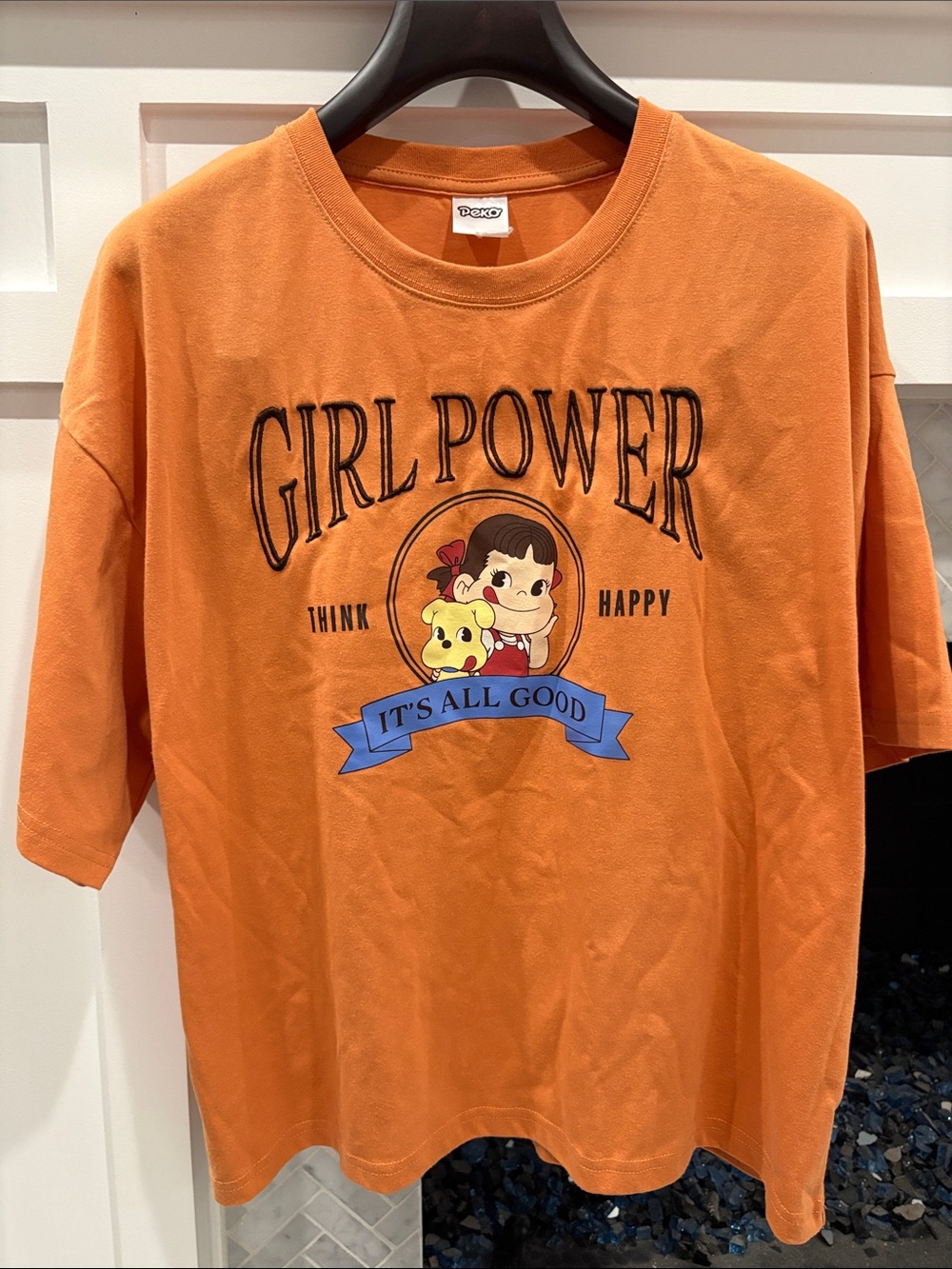 Girl Power Orange Graphic Short Sleeve Tee Oversized